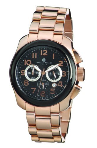 CharlesHubert Paris 3827M Stainless Steel Chronograph Quartz Watch Rose Gold
