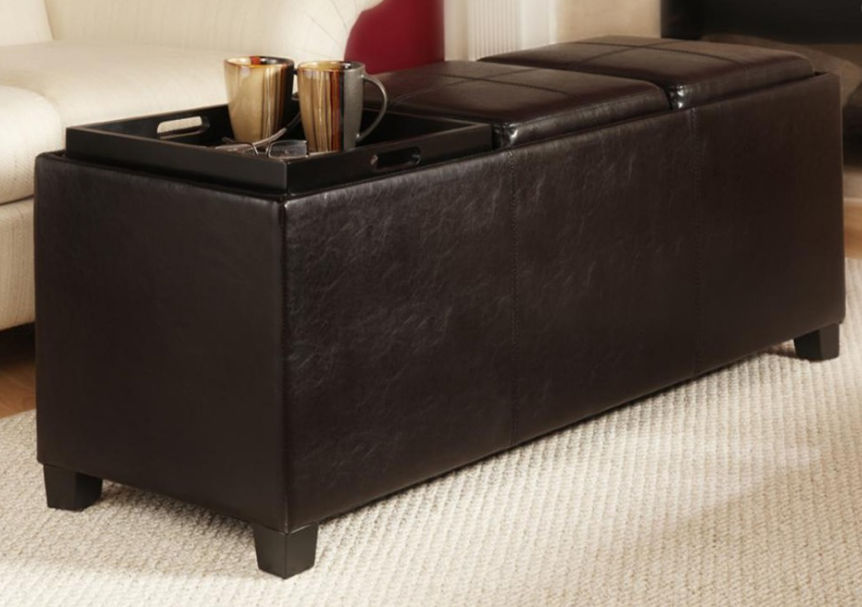 Convenience Concepts 143034 Tribeca Ottoman with 3 Tray Tops
