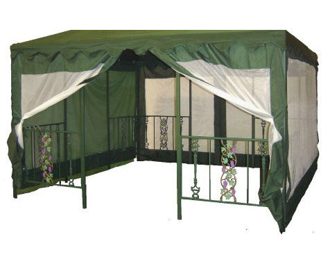 DC America GOS1212WG 11.6 ft. x11.6 ft. Gazebo Screen Greenwith Green Trim Polyester