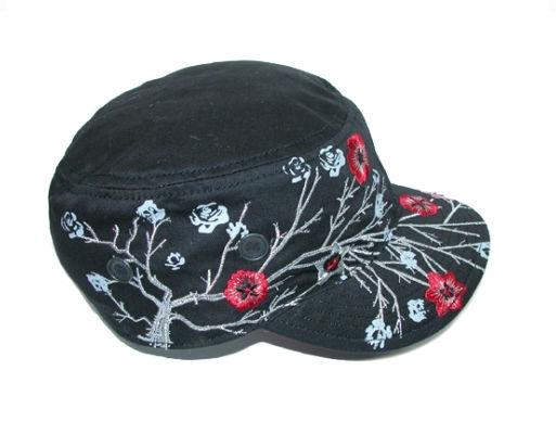 Dorfman Pacific HC143BLK Fashion Cadet Military Style Hat for Women Black