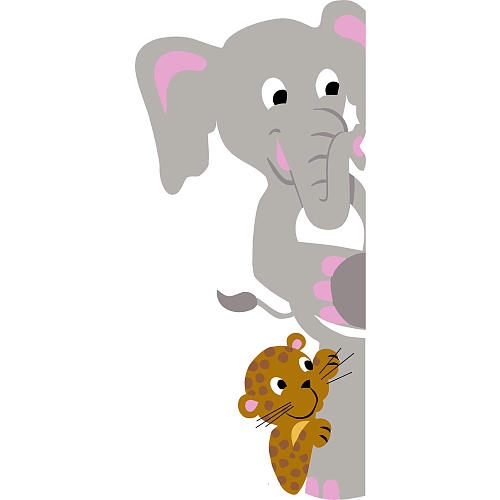 E 5-1154 Elephant & Leopard Doorhugger - Paint It Yourself