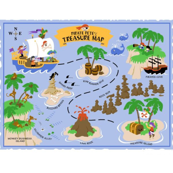 5-1312 Pirate Pete S Treasure Map- Large - Paint It Yourself