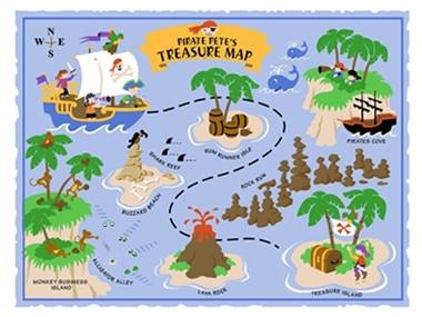 5-1313 Pirate Pete S Treasure Map- Sm - Paint It Yourself