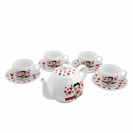 NJ Croce CC963 Hearts Betty Boop Tea Set with Stand