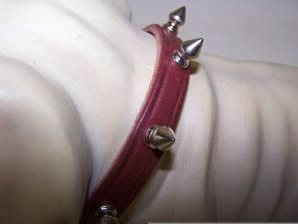 445-13155 No.12lk-bu10 Leather Spiked Latigo Collar .50inx10in Color Burgandy