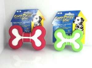 JW Pet Company 08043040 JW Pet Company Insight Good Breath Bone 3.5in Sm. Rubber Dog Toy Assorted Colors