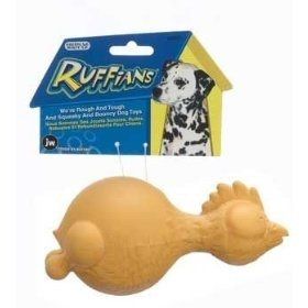 JW Pet Company 08043206 JW Pet Company Tough By Nature Ruffians Chicken Small Dog Toy Assorted Colors