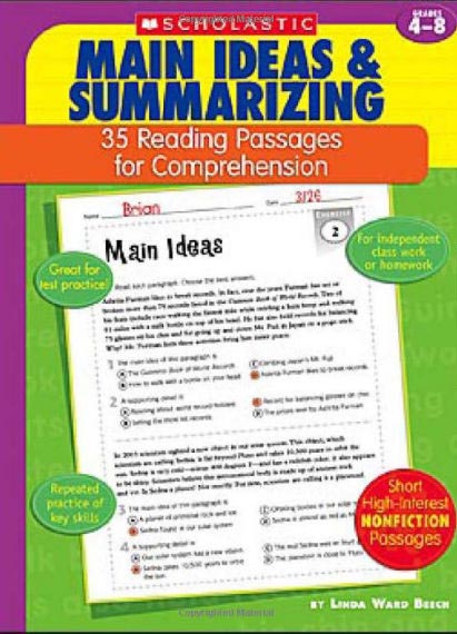 Scholastic 978-0-439-55412-1 35 Reading Passages For Comprehension - Main Ideas & Summarizing