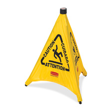 Rubbermaid Commercial Products Rcp9s0000yw Pop-up Safety Cone- In.cautionin.- Multi-lingual- 20in.x21in.- Yellow