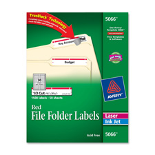Consumer Products Ave5066 Permanent Filing Labels- .33 Cut- Red