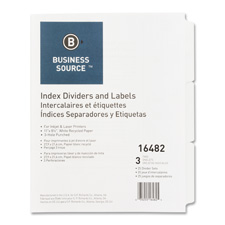 Bsn16482 Index Dividers- 3hp- 3-tab- White