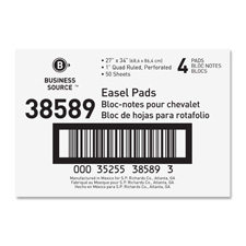 Bsn38589 Easel Pad- 27in.x34in.- 50 Sheets- 1in. Quad- 4-ct- White
