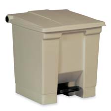 Rubbermaid Commercial Products Step On Container - Beige - 8 Gallon - 16.25in x 15.75in x 17.13in