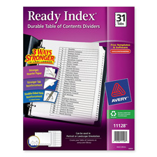 Consumer Products Index Dividers- Classic- 8-.50in.x11in.- 1-31 Tab- Black-white