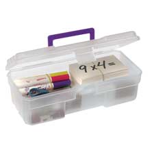 Akm09912clpur Supply Box- 6in.x12in.x4in.- Plastic- Clear-purple