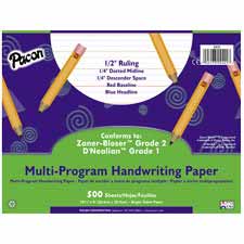 Pac2418 Multi-program Handwriting Papers- 10-.50in.x8in.- 1-.13in. Ruled