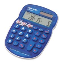 Shrels25bbl 10-digit Calculator- Twin Powered- 3-.33in.x5in.x.75in.- Blue