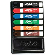 Sanford Ink Corporation San80556 Expo 2 Dry-erase Markers W-eraser- Chisel Point- 6 Ast Set