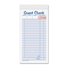 Tops Business Forms TOP45702 Guest Check Books 2 Part 3.38in. x5.50in. 10 BkPK