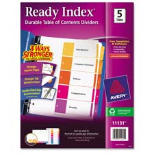 Consumer Products Ready Index Dividers- 1-10 Tab- 3hp- 8-.50in.x11in.- 6-st- Asst