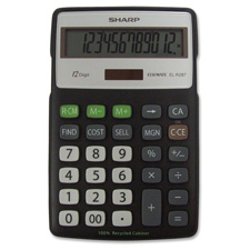 Sharp Electronics SHRELR287BBK 12Digit Calculator SemiDesktop 3Key Memory BKSR