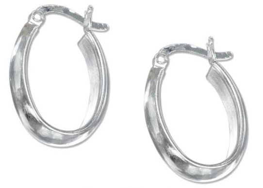 Plum Island Silver EA1719 Sterling Silver 15mm High Polish Oval Hoop Earrings with French Locks