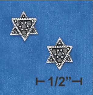 Ep-586 Sterling Silver Marcasite Star Post Earrings