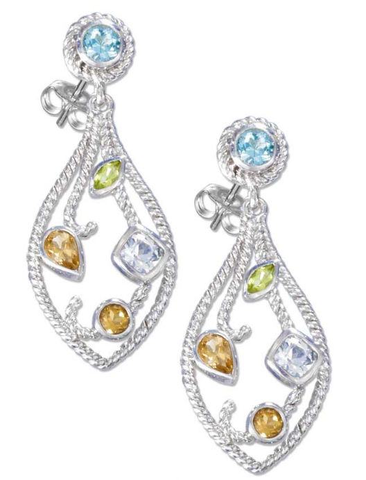 Plum Island Silver P013167 Sterling Silver Citrine Peridot and Topaz Earrings