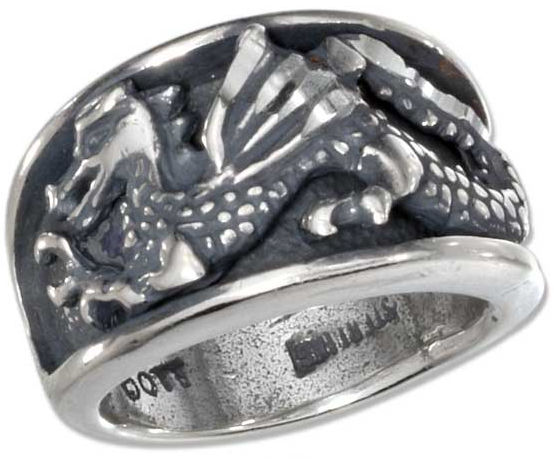 Plum Island Silver SR071105 Sterling Silver Dragon Band Ring Size: 7