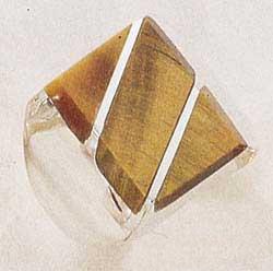 Plum Island Silver SR134710 Sterling Silver Mens Large Tiger Eye Rectangular Striped Ring