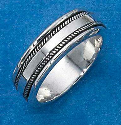 Plum Island Silver SR181014 Sterling Silver Mens Worry Ring with Coin Edge Spinning Band Size: 7