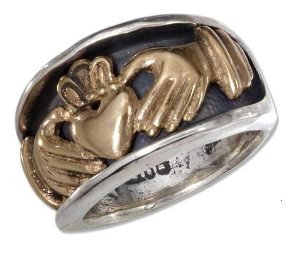 Plum Island Silver SR184909 Sterling Silver Mens Bronze Claddagh Heart in Hands Band Ring Size 9 sterling silver claddagh ring