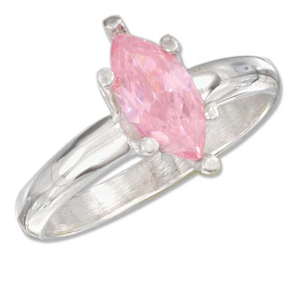 Plum Island Silver SR263508 Sterling Silver Marquise Pink Cz Ring Size 8
