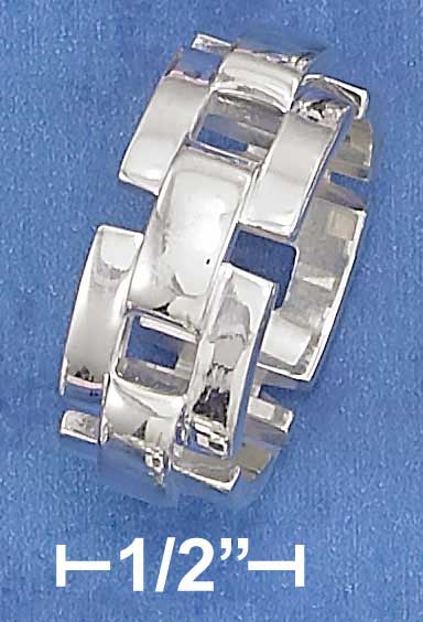 Plum Island Silver SR286211 Sterling Silver Mens 10mm Chain Link Band Ring Size 11