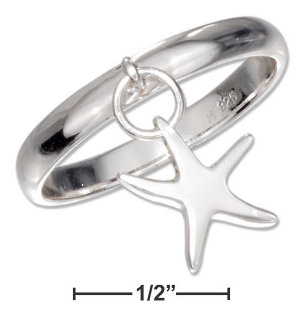 Plum Island Silver SR299406 Sterling Silver Starfish Dangle Ring  Size 6