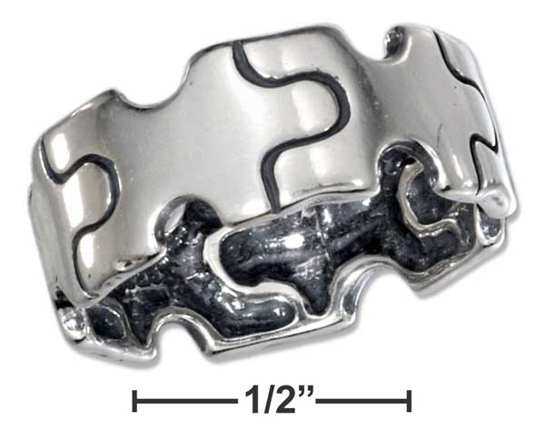 Plum Island Silver SR301909 Sterling Silver Puzzle Piece Band Ring Size 9