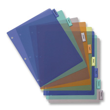 Poly Index Dividers- Inserts- 8-.50in.x11in.- 8-tab- Multi