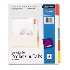 Consumer Products Ave81009 Insertable Divider- Pocket-tabs- 5-tabs- 8-.88in.x11in.- Multi-color
