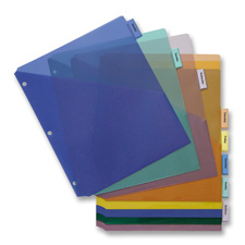 Poly Index Dividers- Double Pocket- 8-tab- 8-.50in.x11in.- Multi