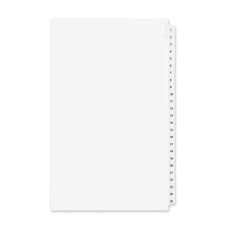 Consumer Products Side Tab Index Sets- Style- 1-25- 14in.x8-.50in.- White