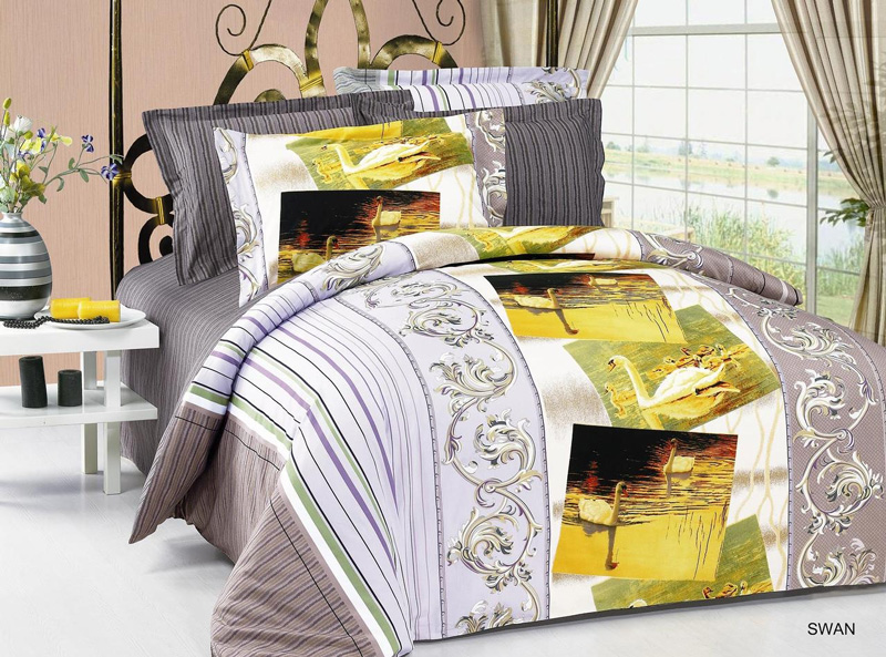 AR214Q Arya FullQueen 6 Pieces Duvet Cover Bedding Set Swan