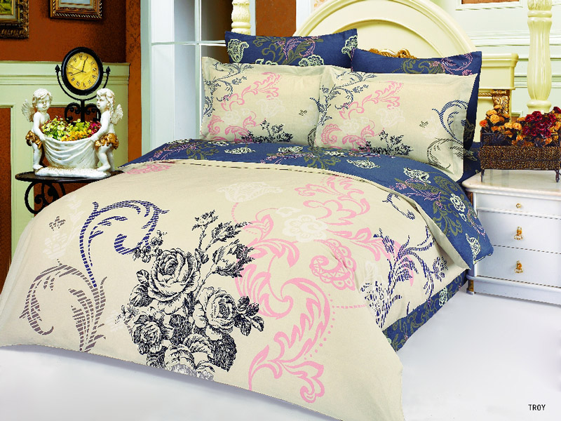 LE239K Le Vele King Fitted Sheets 6 Pieces DuvetCover Bedding Set Troy