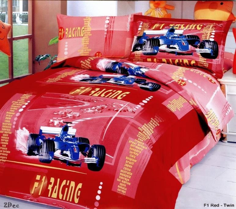 Le41t Le Vele Twin- 4 Pieces Duvet Cover Bedding Set- F1 Red