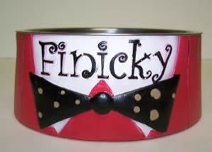 L R International Inc 95072101 503152D Cat Dish Removeable Stainless Steel Dish with Finicky saying Small 6.5 in x 2.5 in