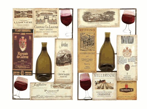 Benzara 13572 Set of 2 Wine Billboard Unique Metal Wall Decor Sculpture
