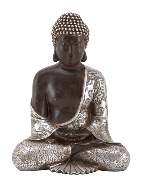 Benzara 44130 11 in. Silver Buddha Meditating Peace Statue Sculpture