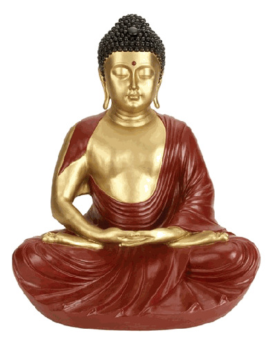 Benzara 75525 33 in. Buddha Meditating Peace Harmony Gold N Red Statue