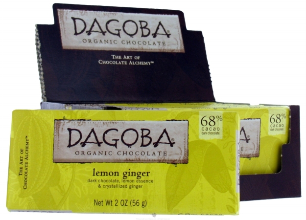 Dagoba Organic Chocolate 29854 Lemon Ginger Dark Chocolate Bar