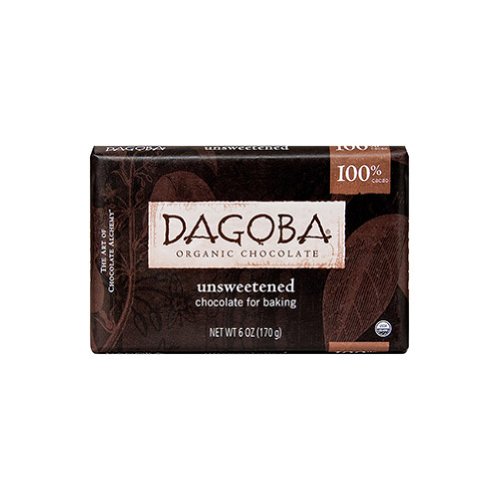 Dagoba Organic Chocolate 20408 Organic Unsweetened Dark Chocolate Baking Bar