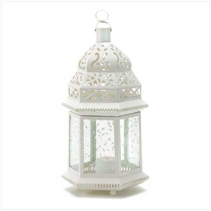 38466 Large White Moroccan Lantern